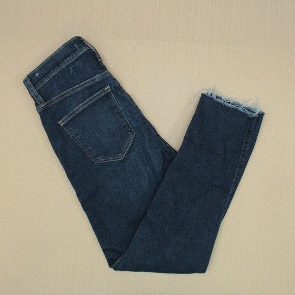 Madewell 10 Inch High Rise Skinny Jeans Women's Size 25 Raw Hem Dark Wash Denim - Picture 5 of 10